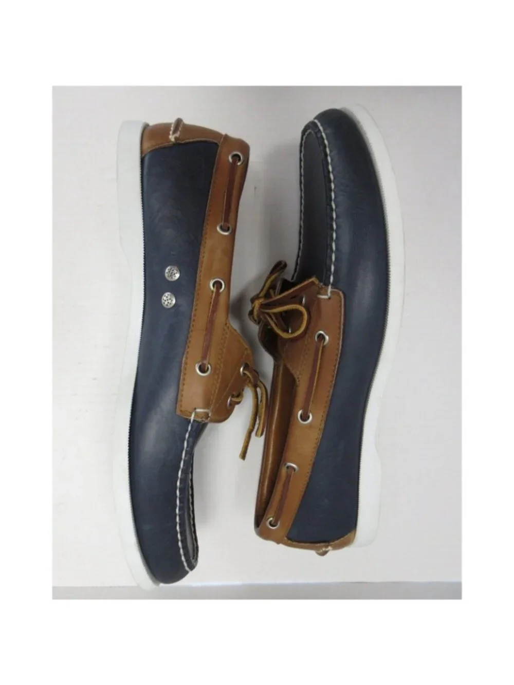Rancourt & Co Boat Shoes 11 D Navy Leather Moccasin Lace Up USA Made